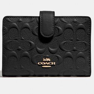 Coach Medium Corner Zip Wallet Black Leather